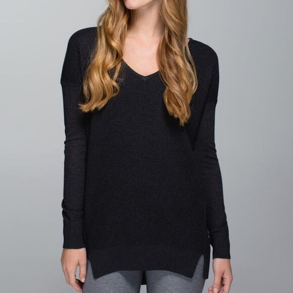 Lululemon The Sweater Life V-Neck Pullover Sweater Black 4 - Picture 1 of 8